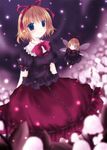  artist_request black_shirt blonde_hair blue_eyes blush bubble_skirt crystal doll fairy_wings flying long_sleeves medicine_melancholy red_skirt shirt short_hair skirt smile solo sparkle standing su-san touhou wings 