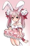  animal_ears bow bunny_ears di_gi_charat dice_hair_ornament hair_ornament katou_ryouichi pink_bow solo twintails usada_hikaru 