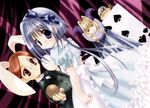  3girls alice_in_wonderland card character_request glasses horns kishou_seireiki multiple_girls nanase_aoi pocket_watch seven_colors_of_the_wind watch white_rabbit 