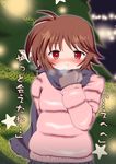  amy_limiette breath brown_hair christmas_tree gloves lyrical_nanoha mahou_shoujo_lyrical_nanoha scarf sch solo star translated 