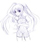  arm_up armpits bangs bare_shoulders bed_sheet beltbra blush buckle clenched_hand covered_navel covered_nipples cowboy_shot embarrassed fate_testarossa flat_chest from_above hair_ribbon halterneck johnny_(from_scratch) long_hair lying lyrical_nanoha magical_girl mahou_shoujo_lyrical_nanoha mahou_shoujo_lyrical_nanoha_a's monochrome on_back on_bed parted_bangs raised_eyebrows ribbon sidelocks sketch solo sweatdrop turtleneck twintails unitard very_long_hair 