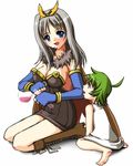  alchemist_(ragnarok_online) boots breasts cape cleavage green_hair large_breasts lif_(ragnarok_online) lowres multiple_girls ragnarok_online silver_hair taniguchi_mai 