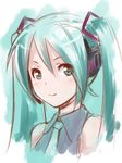  aqua_hair closed_mouth face ha-ru hatsune_miku long_hair sketch solo twintails vocaloid 