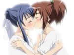  aoi_nagisa blush couple kiss lowres multiple_girls sanshita strawberry_panic! suzumi_tamao yuri 