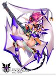  blue_eyes breasts head_wings ky large_breasts mecha_musume purple_hair rein_weissritter solo super_robot_wars thighhighs underboob wings 