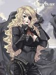  black_lipstick blonde_hair cigar eika_(artist) eyepatch first_blade lipstick makeup original solo whip 