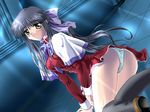  ass bent_over black_hair kanon kawasumi_mai long_hair non-web_source panties red_skirt skirt socks solo takekawa_makoto underwear 