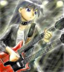  artist_request azumanga_daiou collar double_neck_guitar guitar instrument lowres music sakaki sketch solo 