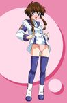  :d angelic_layer ankle_boots armband artist_request bangs blue_eyes blue_legwear blush boots brown_hair buttons dress dress_lift flat_chest groin hair_tubes highleg highleg_panties long_hair low-tied_long_hair open_mouth panties pink_background pink_panties pleated_dress school_uniform serafuku short_dress sidelocks smile solo standing suzuhara_misaki thighhighs turtleneck underwear undressing 