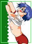  artist_request blue_hair blush breasts buruma gym_uniform matsubara_aoi nipples school_uniform shirt_lift small_breasts solo sweat to_heart undressing 