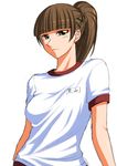  artist_request brown_eyes brown_hair gym_uniform hair_ornament hairpin maria-sama_ga_miteru ponytail solo tsukiyama_minako 