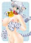  animal_ears breasts cat_ears collar copyright_request futaba_morishita gloves huge_breasts solo tail 