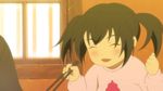  animated animated_gif bangs chopsticks lowres minami-ke minami_kana solo twintails 
