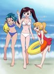  artist_request bikini blonde_hair blue_hair brown_hair innertube mahoromatic multiple_girls ooe_chizuko sakura_miyuki swimsuit todoriki_rin twintails 