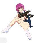  artist_request battle_rifle boots fg42 gun lila_(najica) najica_dengeki_sakusen orange_eyes purple_hair rifle solo weapon 