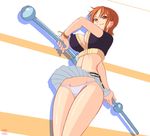  bangle bracelet breasts clima-tact covered_nipples hanazuka_ryouji huge_breasts jewelry nami_(one_piece) one_piece orange_hair panties pantyshot revealing_clothes shiny shiny_skin short_hair smile solo underwear 