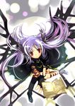  arm_belt asymmetrical_legwear black_wings fingerless_gloves gloves leg_belt lyrical_nanoha magical_girl mahou_shoujo_lyrical_nanoha mahou_shoujo_lyrical_nanoha_a's red_eyes reinforce silver_hair solo thighhighs tome_of_the_night_sky too_many_belts winged_hair_ornament wings yu_yu 