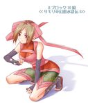  brown_eyes brown_hair gensou_suikoden gensou_suikoden_v kunai ninja sagiri_(gensou_suikoden) sandals shigemiya_kyouhei short_hair skin_tight solo weapon 