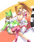  blonde_hair breasts cleavage copyright_request fct green_eyes hat huge_breasts long_hair multiple_girls thighhighs 