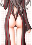  ass black_hair cameltoe fate/stay_night fate_(series) long_hair panties sin-go solo striped thong toosaka_rin underwear 