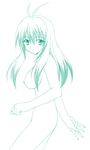  antenna_hair artist_request breasts large_breasts long_hair monochrome nipples nude run_elsie_jewelria smile solo standing to_love-ru 