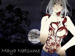  antenna_hair black_eyes blood breasts character_name full_body_tattoo hand_on_hip large_breasts lips moon natsume_maya navel night night_sky nipples oogure_ito open_fly outdoors short_hair silver_hair sky solo tattoo tenjou_tenge tiger topless tree unbuttoned unzipped upper_body wallpaper 