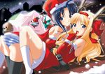  2girls absurdres all_fours anonono antlers armpits ass bangs bare_shoulders belt bent_over between_thighs black_legwear blonde_hair blue_eyes blue_hair blue_panties blush bow candy candy_cane chain christmas cityscape collar dress elbow_gloves finger_in_mouth food fur_trim gift girl_on_top gloves hair_bow hair_tubes hairband hat highres kneehighs komiya_momiji legs long_hair looking_at_viewer looking_back lying multiple_girls naughty_face night night_sky official_art on_back on_stomach open_mouth oumori_erisu outdoors panties pantyshot parted_bangs profile red_gloves rooftop sack santa_costume santa_hat scan shadow short_dress short_hair sidelocks silhouette sky smile snow snowing socks souryuu striped striped_panties stuffed_animal stuffed_toy teddy_bear thighhighs tongue underwear wallpaper white_legwear white_panties yuri 