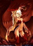  dragon dragon_girl monster_girl original patipat_asavasena solo thighhighs white_hair wings yellow_eyes 