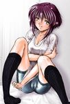  copyright_request purple_hair shorts socks solo yitsuse_masami 