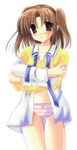  brown_eyes brown_hair kujira_(knave) panties school_uniform solo tsukihime underwear undressing yumizuka_satsuki 