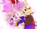  artist_request blonde_hair latooni_subota multiple_girls purple_hair ribbon shine_hausen skirt super_robot_wars super_robot_wars_original_generation 