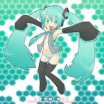  aqua_hair hatsune_miku long_hair magamoto oversized_clothes panties solo striped striped_panties thighhighs twintails underwear very_long_hair vocaloid 