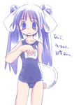  1girl blue_eyes female loli nsfw school_swimsuit solo swimsuit twintails white_background 