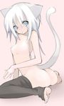 animal_ears barefoot breasts cat_ears copyright_request feet nipples nude saibashi small_breasts solo tail thighhighs 