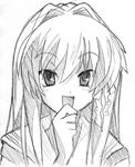  clannad fujibayashi_kyou greyscale lowres monochrome r-yeah sketch solo 