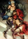  armor armored_dress bad_id bad_pixiv_id breasts cleavage crown dress fcp gwendolyn hat lace large_breasts multiple_girls odin_sphere siblings sisters strapless strapless_dress thighhighs underboob velvet_(odin_sphere) 