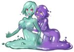  artist_request breast_grab breasts copyright_request goo_girl grabbing large_breasts monster_girl multiple_girls yuri 