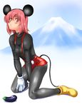  animal_ears bird black_legwear breasts cosplay covered_nipples disney eggplant hatsuyume hawk highres kamia_(not_found) kasuga_aya medium_breasts mickey_mouse mickey_mouse_(cosplay) mount_fuji mountain mouse_ears new_year original pantyhose solo suspenders 