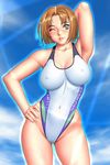  1girl breasts erect_nipples highres short_hair sister_mermaid solo swimsuit tsukasa_jun 