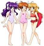  3girls arisa_bannings innertube lyrical_nanoha mahou_shoujo_lyrical_nanoha multiple_girls swimsuit takamachi_nanoha tsukimura_suzuka 