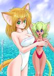  2girls akira_m cat_ears mizugi multiple_girls one-piece_swimsuit swimsuit 