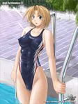  1girl cameltoe erect_nipples mizugi nyanko_batake one-piece_swimsuit pool solo swimsuit 