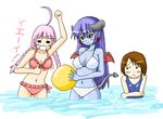  3girls astaroth_(shinrabanshou) mizugi multiple_girls os-tan shinrabanshou swimsuit water we-tan yamada-san 