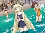  5girls android blonde_hair breasts brown_hair chii chobits clamp dutch_angle hibiya_chitose innertube large_breasts long_hair looking_at_viewer minigirl mizugi multiple_girls omura_yumi one-piece_swimsuit one_piece_swimsuit oomura_yumi outdoors pink_hair school_swimsuit shimizu_takako shimizu_takako_(chobits) short_hair sumomo sumomo_(chobits) swimsuit very_long_hair 