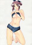  1girl bikini highres kneeling mizugi polorinken scan solo swimsuit underboob 