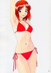  1girl bikini fang highres mizugi navel polorinken red_hair side-tie_bikini solo swimsuit 