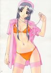  1girl bikini highres mizugi nurse polorinken scan solo swimsuit thighhighs 