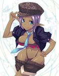  dark_skin hat highleg necktie original panties pointy_ears shimakaze solo underwear 