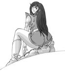  artist_request ass choudenji_robo_combattler_v greyscale long_hair monochrome nanbara_chizuru panties sitting sitting_on_face sitting_on_person solo underwear 