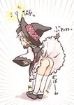  ass bad_id bad_pixiv_id hat kito_(sorahate) magic no_panties original panties panty_pull solo tail thighhighs underwear wand wind wind_lift witch_hat 